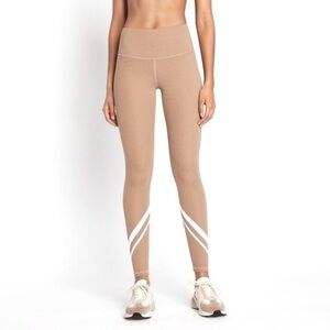 Tory Burch High Waist Side-Pocket Chevron Legging size XS in Light Brown Heather